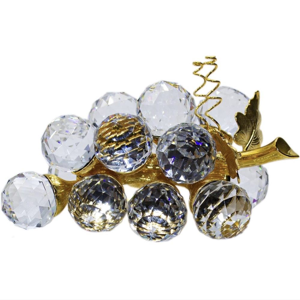 Authentic Vintage Swarovski Crystal Bunch of Grapes with gold accents